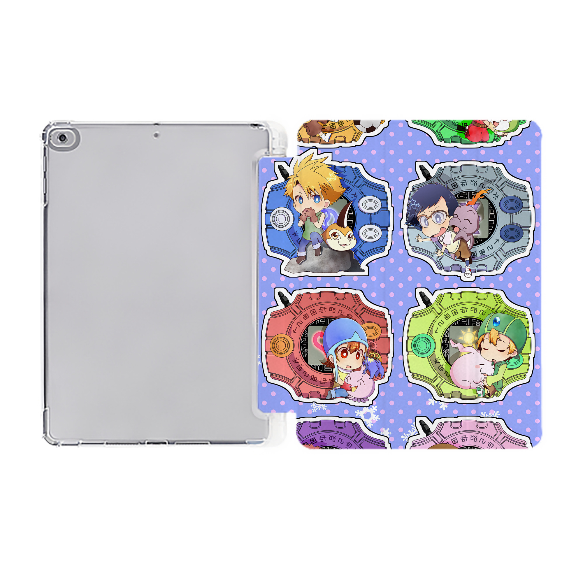 （画像用） Digimon デジタルモンスター/デジモン IPad ケース ペン収納付き 三つ折りスタンド PUレザー×シリコン 対応機種9.5/10.5/10.9インチ